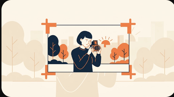 A photo inside a crop frame with orange corner handles.